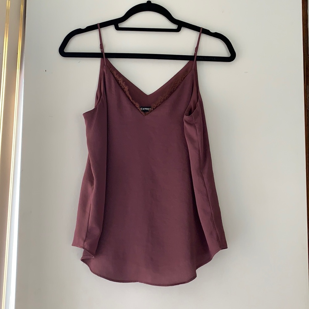 Express purple tank top with lace detail
